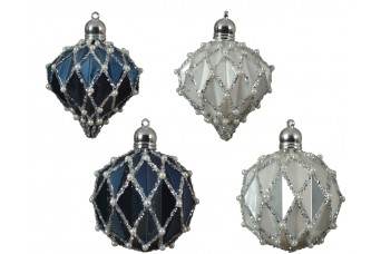Στολίδι Γυάλινο Glitter/pearls D.8cm Luxury