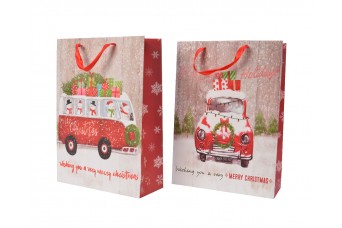 Τσάντα Δώρου Christmas Car L8.00-w18.00-h24.00cm