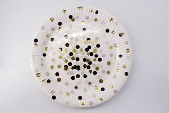 10τεμ Πιάτα Χάρτινα Confetti-Αστεράκια Μαύρα PI2738-1