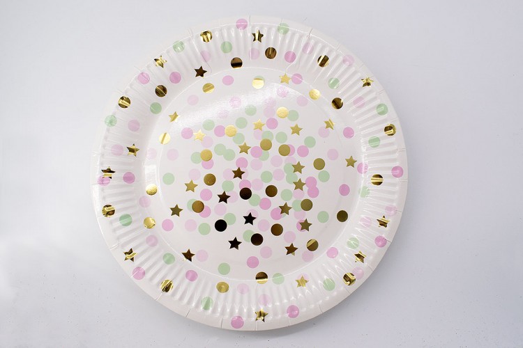 10τεμ Πιάτα Χάρτινα Confetti-Αστεράκια Ροζ PI2738-2