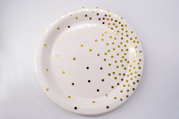 10τεμ Πιάτα Χάρτινα Χρυσό Confetti Κρεμ PI2743-1