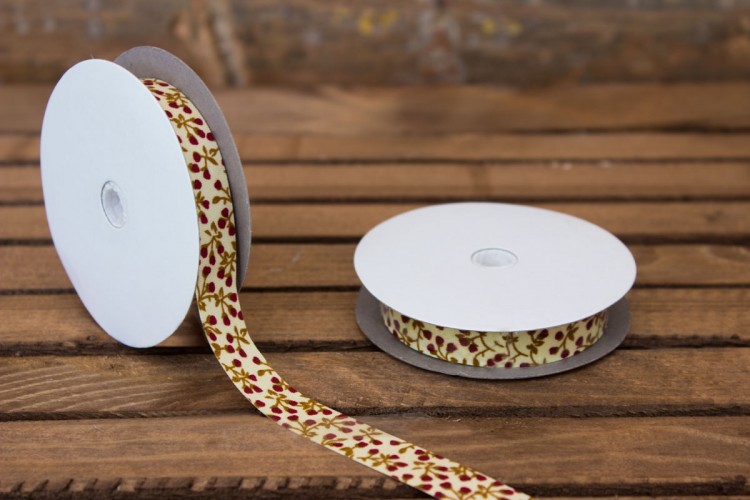 Αυτοκόλλητες Κορδέλες Vintage Floral 15mm x 10yd Μπεζ H039B
