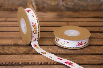 Αυτοκόλλητες Κορδέλες Floral 15mm x 10yd Ιβουάρ JL004I