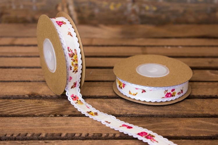 Αυτοκόλλητες Κορδέλες Floral 15mm x 10yd Ιβουάρ JL004I