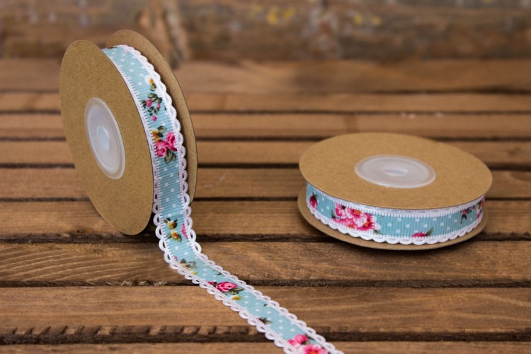 Αυτοκόλλητες Κορδέλες Floral 15mm x 10yd Σιέλ JL004LB