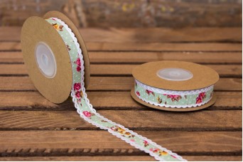 Αυτοκόλλητες Κορδέλες Floral 15mm x 10yd Μέντα JL004M